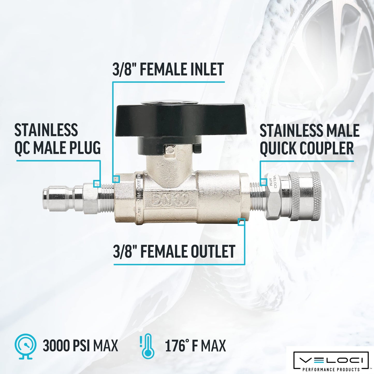 Ball Valve Brass 3/8 with QC Coupler/Plug